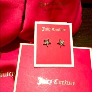 Y2K NWT juicy couture pave gold plated  Star shape stud earrings w/ crown 👑 back